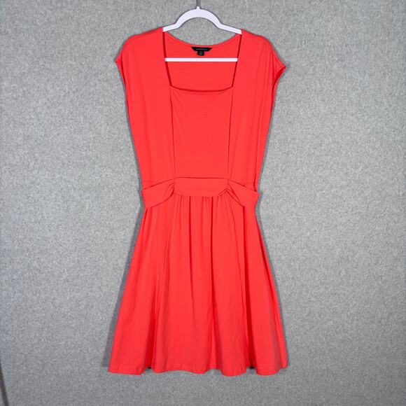 Lands End Dress Medium Knee Jersey Flowy Cotton Stretch Career Church‎ Easter - Picture 1 of 10